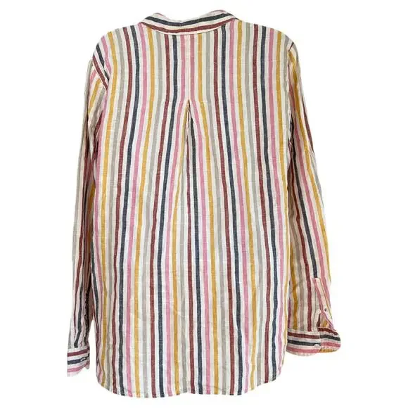 Boden Womens Linen Multicolor Striped Button Up Shirt Size 8 Staple Work - Picture 2 of 6
